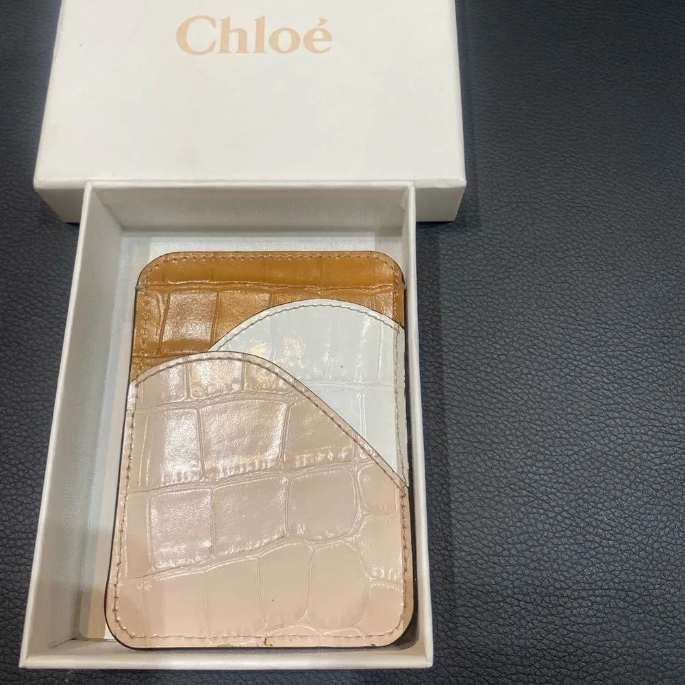 Chloe Walden Crocodile Embossed Leather Card Holder with box like new